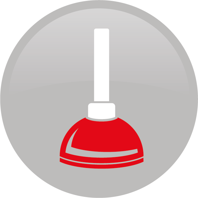 Toilet plunger icon representing toilet unblocking and plumbing services